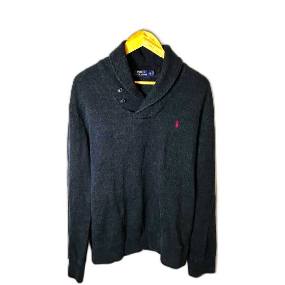 Polo Ralph Lauren Men's Charcoal Gray Shawl Collar Elbow Pads Pullover Size XL - Picture 3 of 14